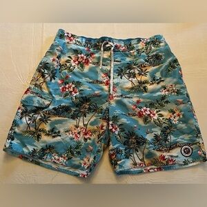 Newport Blue Men’s tropical island print swim trunks shorts